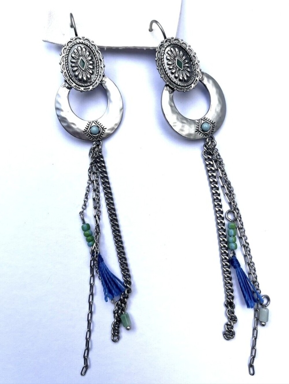 🧚‍♀️Free People RARE Dangle Earrings SILVER/BLUE NWT